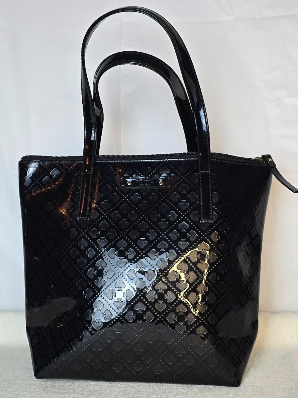 Kate Spade Beale Street Quinn Black Patent Leather Tote Bag Y2K